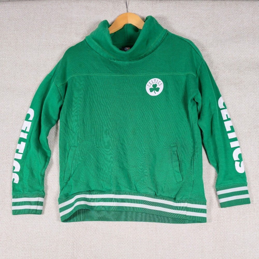 Boston Celtics NBA UNK Green Cowl Neck Sweatshirt Women's Medium Shamrock Logo